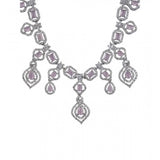 Pink brass silver plated necklace set for women, elegant jewelry accessory