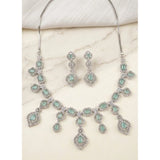 Turquoise brass silver-plated women's necklace set, stylish accessory for everyday wear