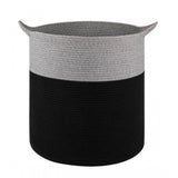 Cotton 12x14 Inch-1 Pcs Storage Basket For Clothes With Out Lid (Gray-Black)