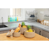 Cotton 3 Pcs Set Roti Box Storage Basket With Lid (Beige)