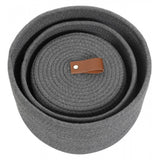 Cotton 3 Pcs Set Roti Box Storage Basket With Lid (Gray)