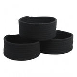 Cotton 8x3 Inch Round 3 Set Bedside Organizer With Out Lid (Black)