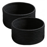 Cotton 8x3 Inch Round 3 Set Bedside Organizer With Out Lid (Black)