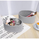 Cotton 8x3 Inch Round 2 Set Bedside Organizer With Out Lid (Gray)