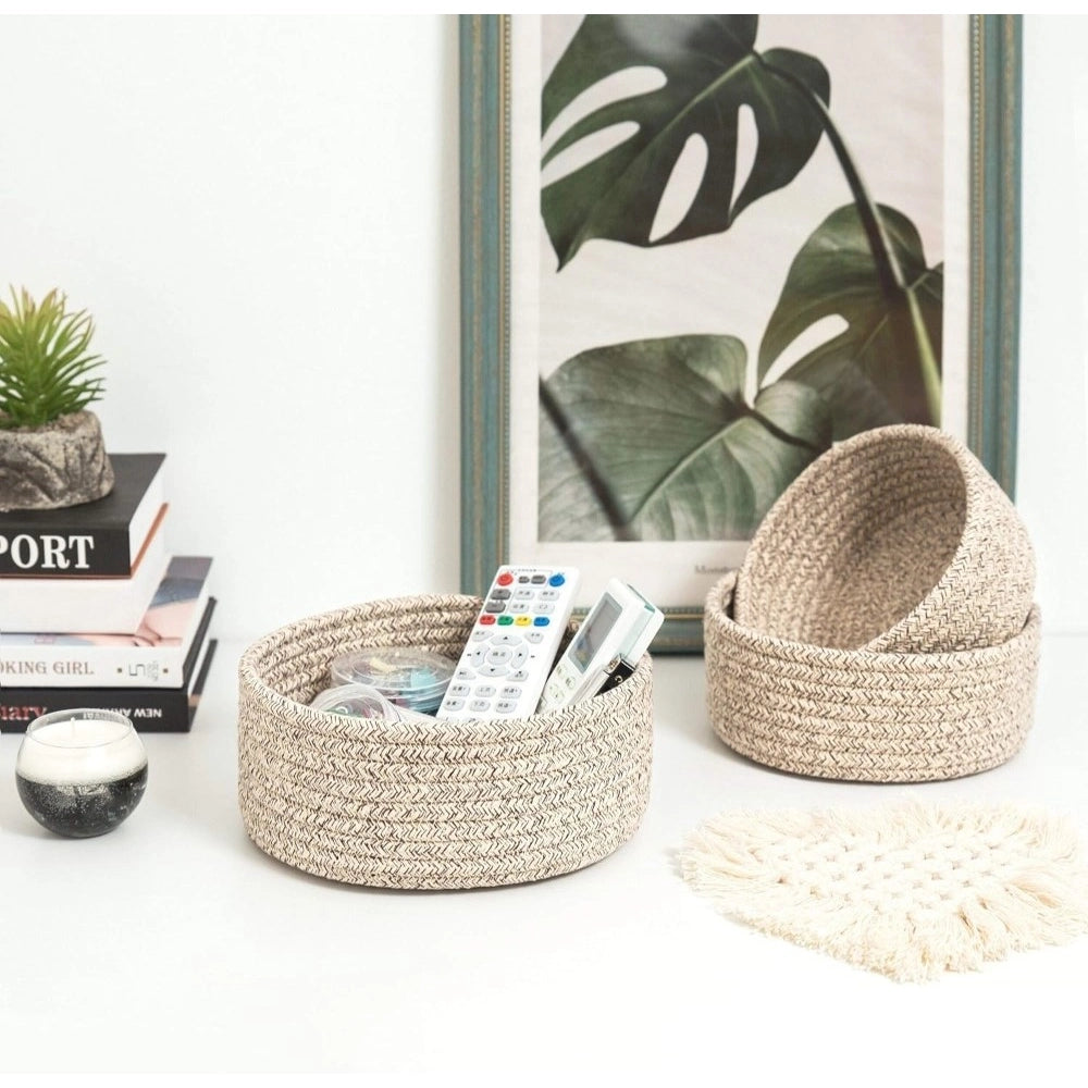 Cotton Kidi round 3-set bedside organizer (no lid), multi-purpose for bathroom, living room & kitchen, kids toy basket, storage for clothes