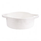 Cotton 8x3 Inch Round Bedside Organizer With Out Lid (White)