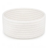 Cotton 8x3 Inch Round 1 Pcs Bedside Organizer With Out Lid (White)