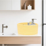 Cotton 8x3 Inch Round 1 Pcs Bedside Organizer With Out Lid (Yellow)