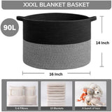 Cotton Pack Of_1 16x14 Inch Storage Basket For Clothes With Out Lid (Black-Black-Kidi)