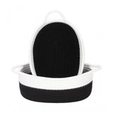Cotton Black White 2 Pcs Storage Basket For Clothes (Black-White)