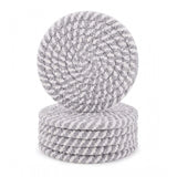 Cotton Rope Drink Coasters 6 Pcs Set (Grey-White)