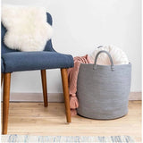 Grey cotton laundry basket, 12x14 inch multi-purpose organizer for bathroom, living room & kitchen, ideal for kids toys or clothes storage