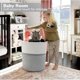 Grey-white cotton multi-purpose laundry basket (12x14 inches), great for organizing toys or clothes in living room, bathroom, or kitchen