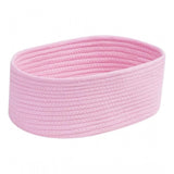 Pink cotton bedside organizer, 10x7x5 inch multi-purpose storage basket without lid