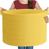 Cotton Pack Of_1 14x12 Inch Storage Basket For Clothes With Out Lid (Yellow)