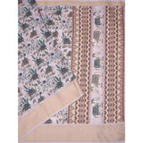 Gray cotton silk printed saree with unstitched blouse, 5.5mtr length