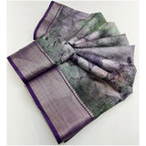 Multicolor cotton silk printed saree with unstitched blouse (5.5Mtr), traditional Indian fashion wear