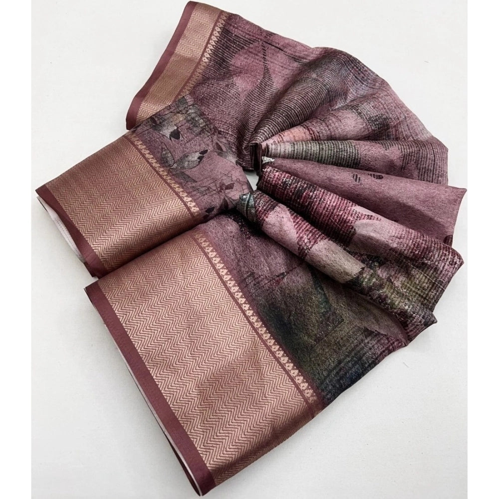 Multi-colored cotton silk printed saree with unstitched blouse, vibrant traditional Indian wear for women (5.5Mtr)