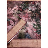 Multicolor cotton silk printed saree with unstitched blouse, vibrant traditional wear for women on display