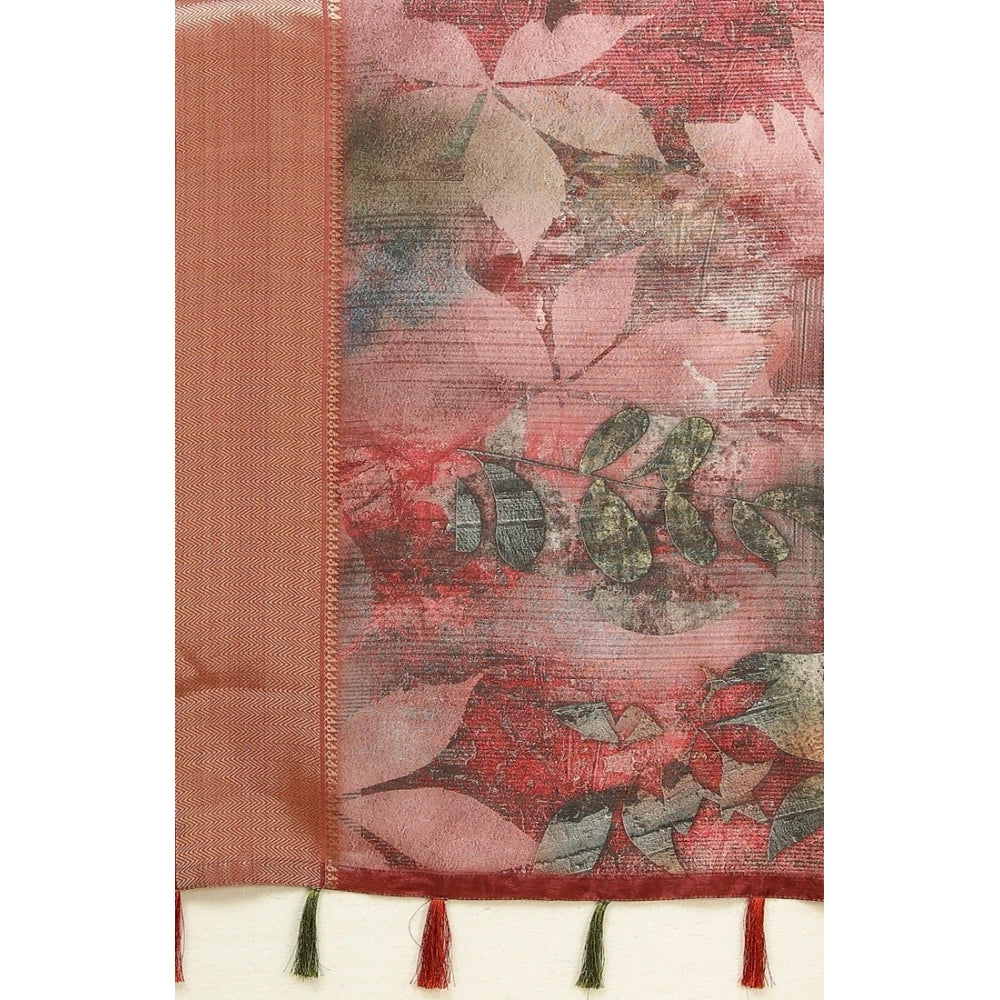 Multi-colored cotton silk printed saree with unstitched blouse, vibrant Indian fashion accessory for women