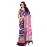 Purple cotton blend printed saree with unstitched blouse (5.5Mtr), vibrant patterns for Indian women's fashion