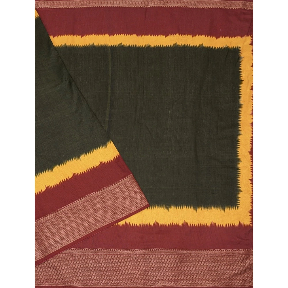 Multicolor cotton silk solid saree with unstitched blouse (5.5mtr), fashionable traditional Indian attire