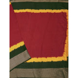 Multicolor cotton silk solid saree with unstitched blouse, 5.5Mtr, fashionable Indian traditional wear on model