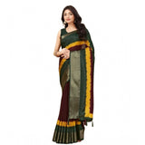 Multi-colored cotton silk saree with unstitched blouse (5.5mtr) - traditional Indian attire on mannequin