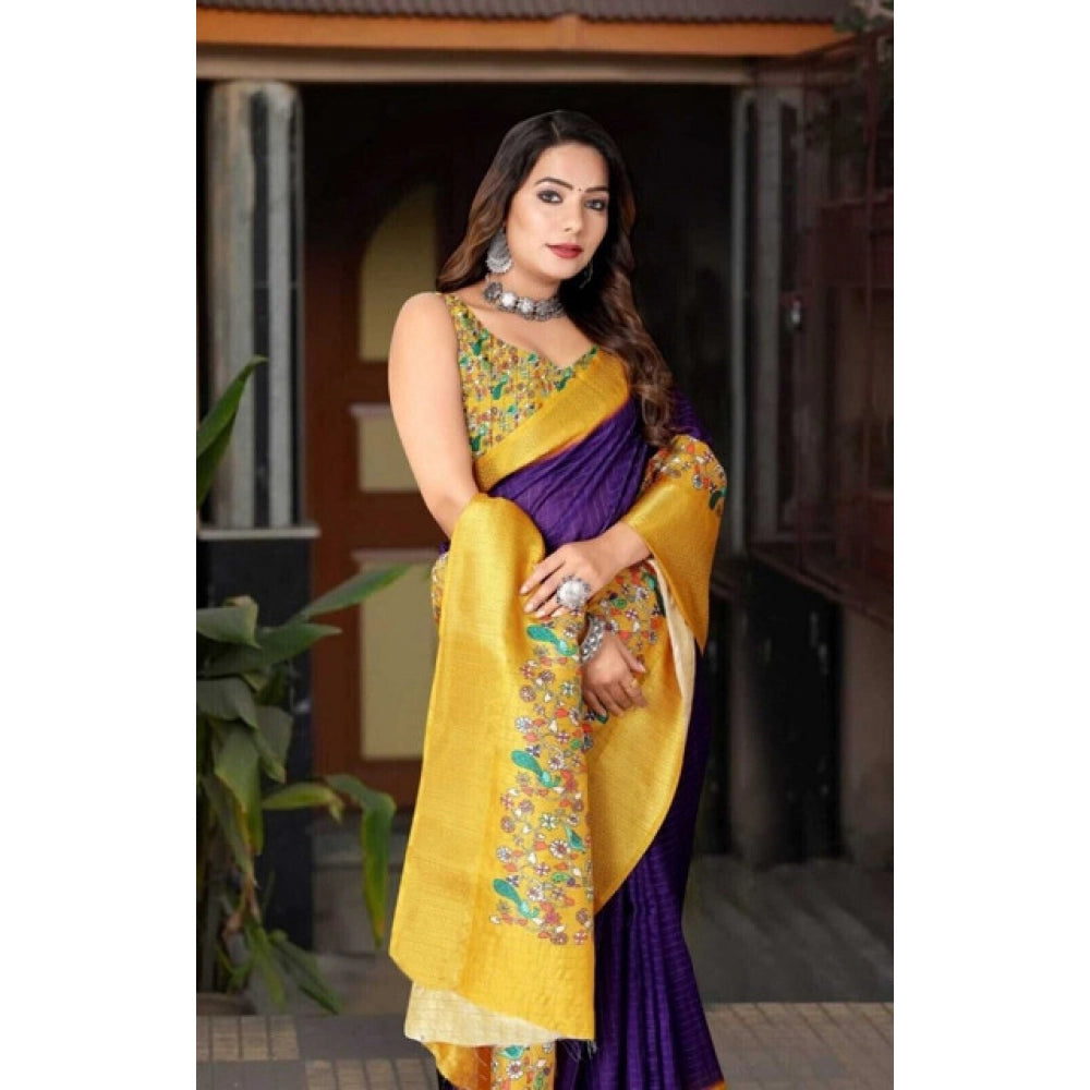 Multi-colored cotton silk printed saree with unstitched blouse, vibrant Indian traditional wear for women