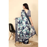 Multicolor cotton silk floral printed saree with unstitched blouse (5.5Mtr), fashionable Asian women's traditional wear on mannequin