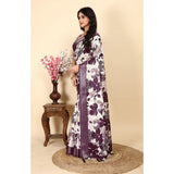 Multicolor cotton silk floral printed saree with unstitched blouse (5.5Mtr), women's traditional Indian attire on hanger