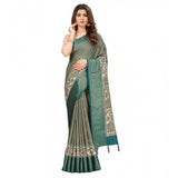 Multicolor cotton silk printed saree with unstitched blouse, vibrant Indian traditional wear on mannequin