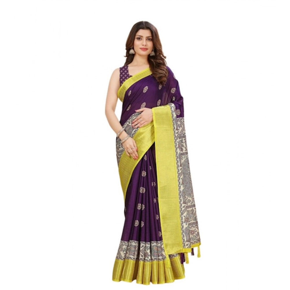 Multicolor cotton silk printed saree with unstitched blouse, vibrant ethnic wear for women