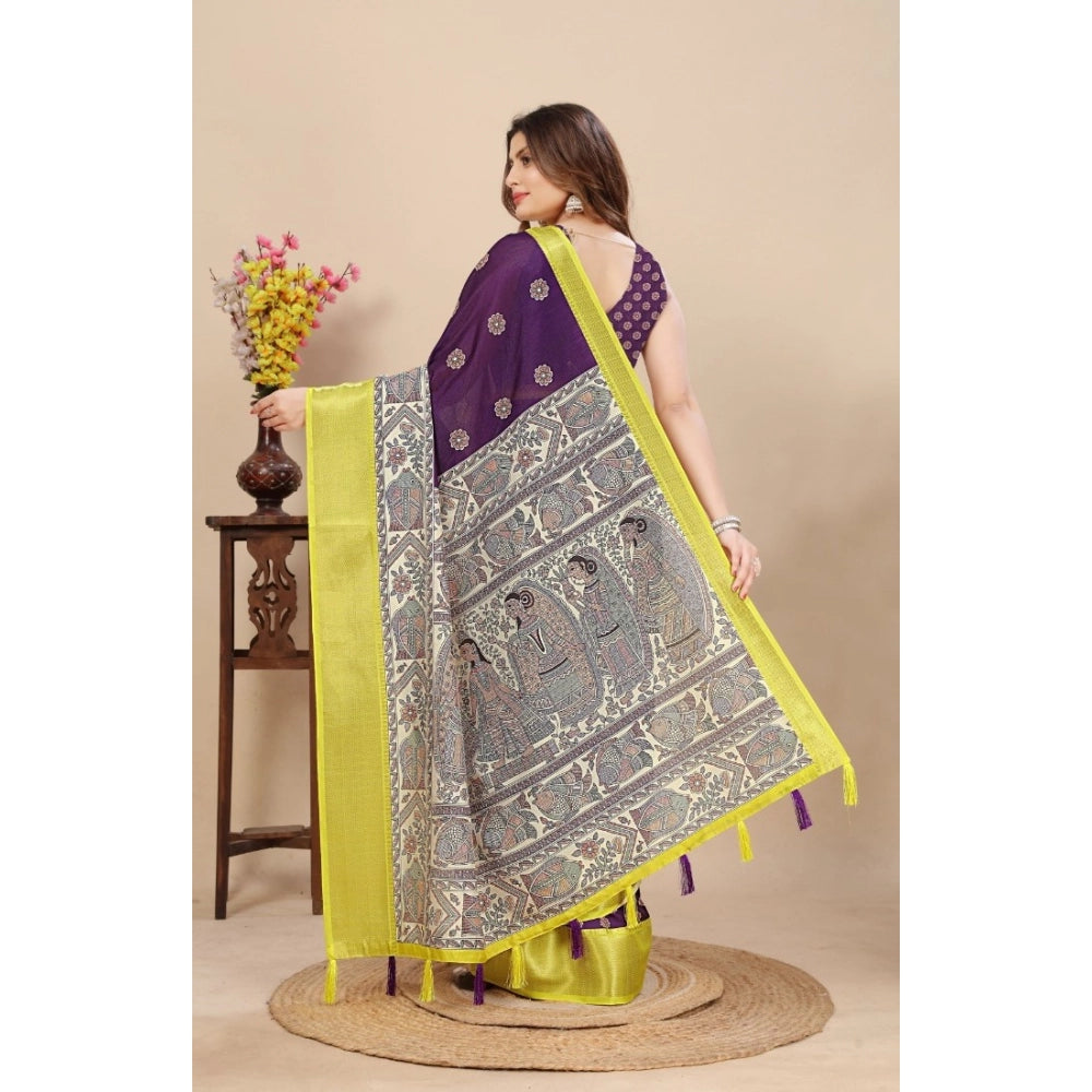 Multicolor cotton silk printed saree with unstitched blouse, vibrant Indian fashion accessory on mannequin