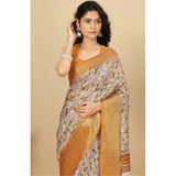 Women's Cotton Silk Floral Printed Saree With Unstitched Blouse 5.5Mtr (Lavender)