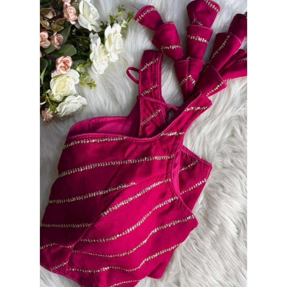 Pink silk embellished sleeveless blouse with padded sweetheart neck (Size 38)