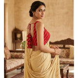 Red silk embellished sweetheart neck sleeveless padded blouse (size 38), ready-to-wear fashion accessory for women
