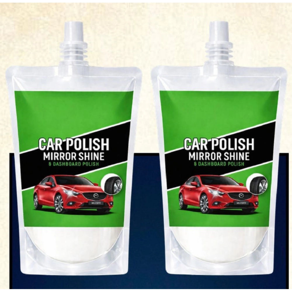 Pack of 2 mirror shine car & bike polish pouches, 100ML each (fresh fruit flavor), for enhanced vehicle luster