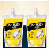 Fresh fruit-scented dishwashing liquid pouches (2 pack), 100ML each, for long-lasting kitchen cleanliness
