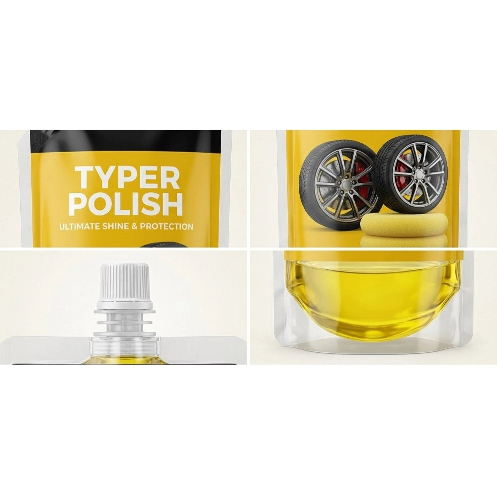 Ultra Tyre Shine & Polish Liquid Pouches (2 pack), 100ML each - protects tires with fresh fruit scent, repels water & dirt for a clean look