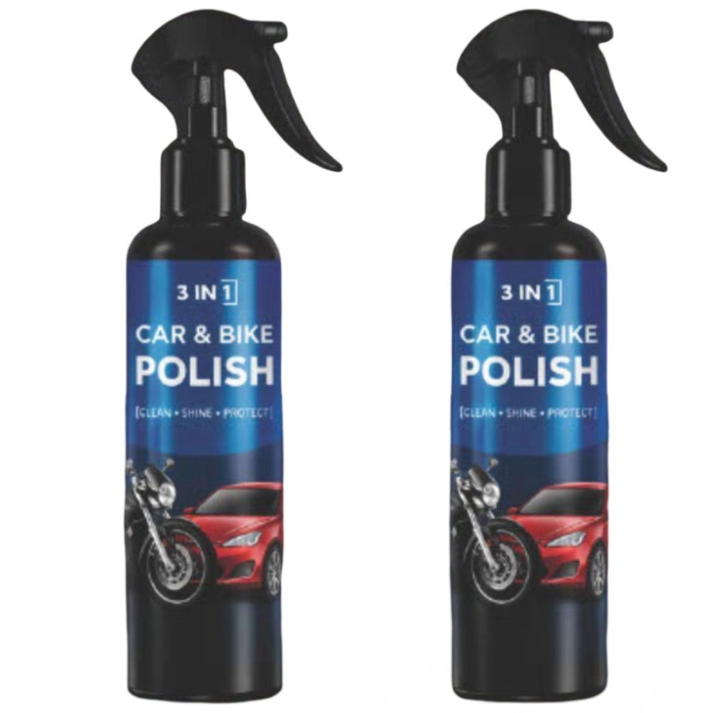 2 x 100ML Fresh Fruit 3-in-1 Car & Bike Polish Spray Bottles - For cleaning, shining, and protecting vehicles