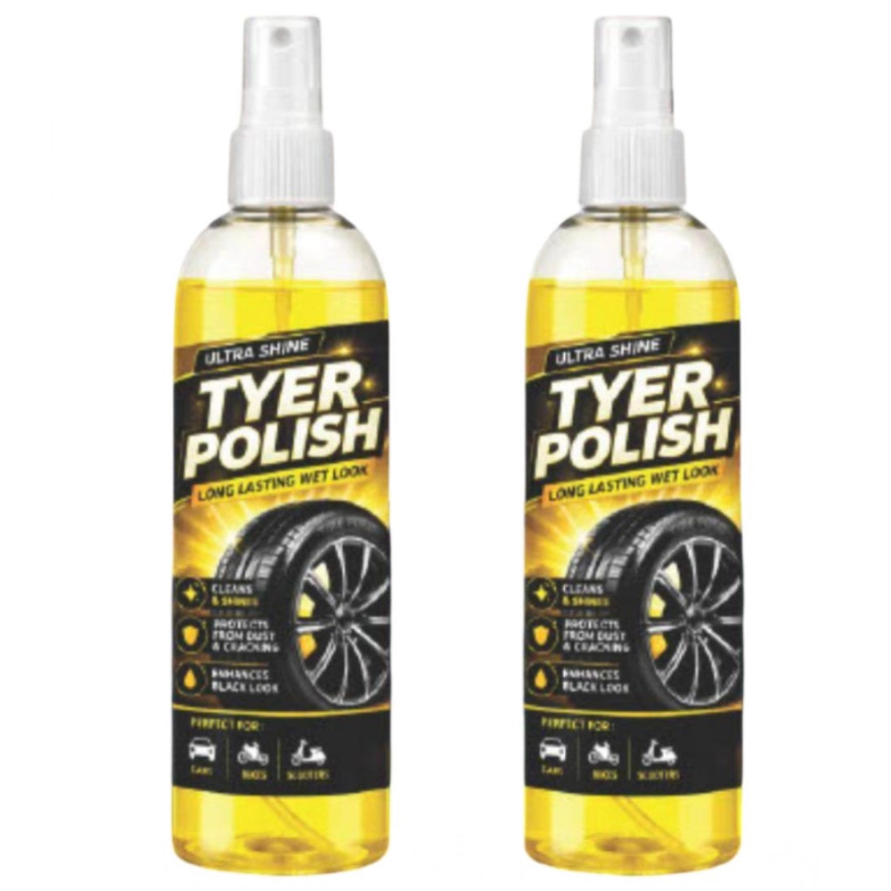 Deep black tyre polish liquid spray bottles, protects tires from dust and cracking (2 x 100 ML)