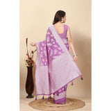 Purple Art Silk Jacquard Printed Saree with Unstitched Blouse, 5.5Mtr - Vibrant Indian women's fashion accessory