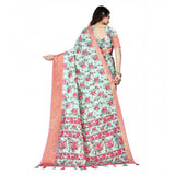 Multicolor cotton silk floral printed saree with unstitched blouse (5.5Mtr), vibrant traditional wear for women
