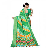 Green cotton silk striped saree with unstitched blouse (5.5mtr)