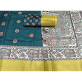 Green cotton silk printed saree with unstitched blouse, vibrant floral pattern on 5.5mtr length