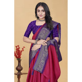 Pink cotton blend checkered saree with unstitched blouse (5.5Mtr), traditional Indian women's fashion accessory