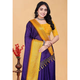 Royal blue cotton blend checkered saree with unstitched blouse (5.5mtr), traditional Indian women's wear