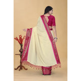 Multicolor cotton blend checkered saree with unstitched blouse, 5.5mtr for women's ethnic wear