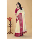 Multi-colored cotton blend checkered saree with unstitched blouse (5.5mtr)